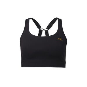 Tracksmith Black Sports Bra with Gold Logo